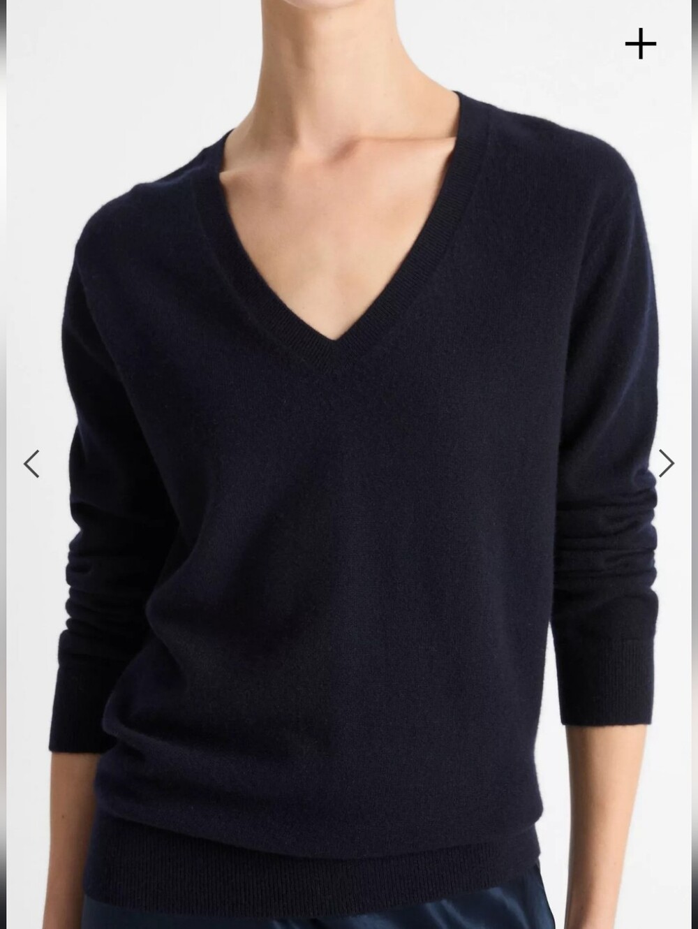 Vince 100% Cashmere Weekend Black/Dk Gray V-Neck Sweater, Size L